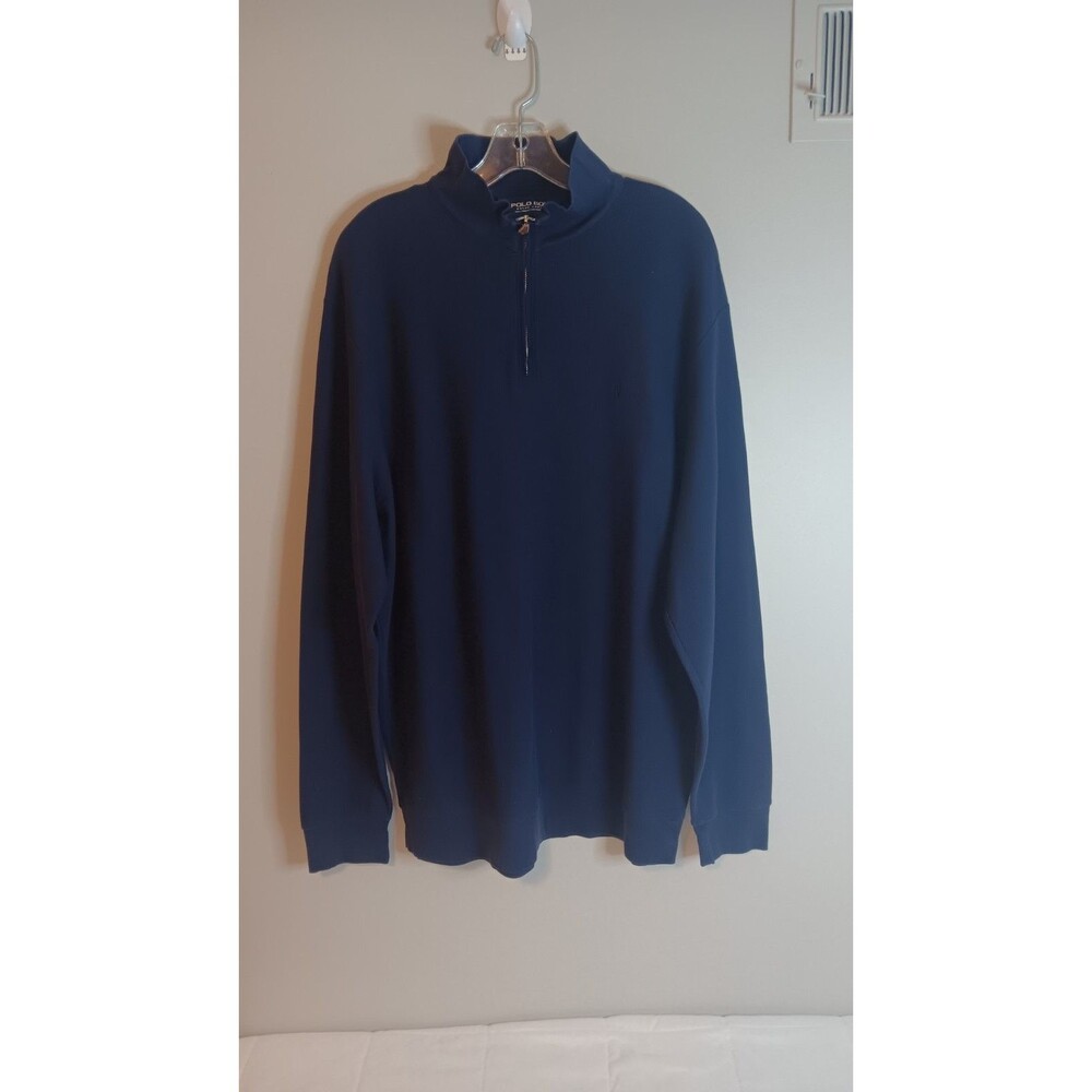 Ralph Lauren 1/4 Zip Pullover Mens Sz XL Polo Golf Stretch Navy Blue Pony Logo